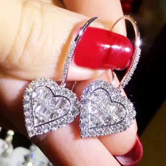 Sterling silver crystal dangle earrings - Picture 1 of 3